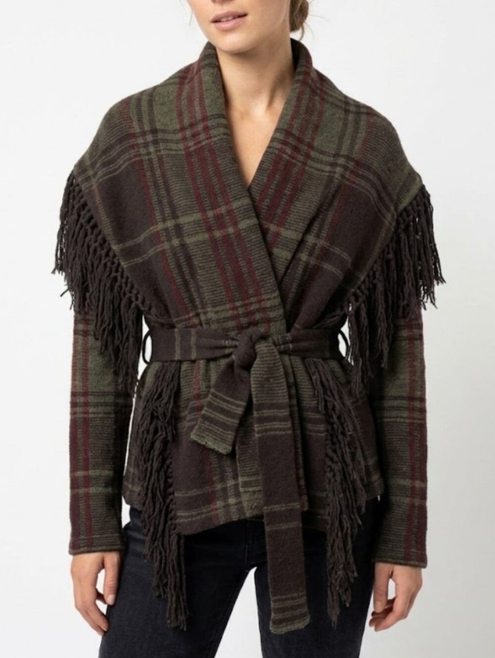 Ralph Lauren 100% Lambswool Knit Plaid Jacket Large
